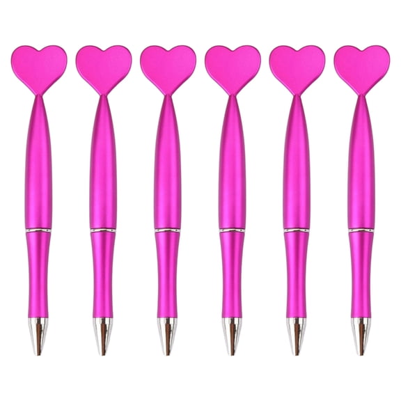 6 Pieces Black Ink Ballpoint Pens Heart Shaped Wedding Pens 1.0mm Office Pens