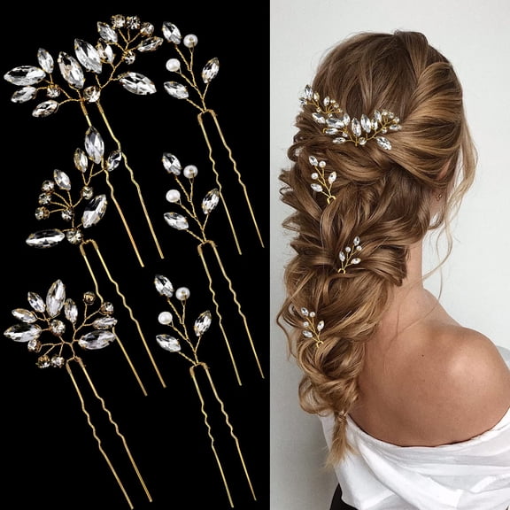 6 Pieces Bride Hair Pins Rhinestones Hair Accessories for Women Crystal Wedding Hair Piece for Bride Women Girls Bridesmaids(Silver)