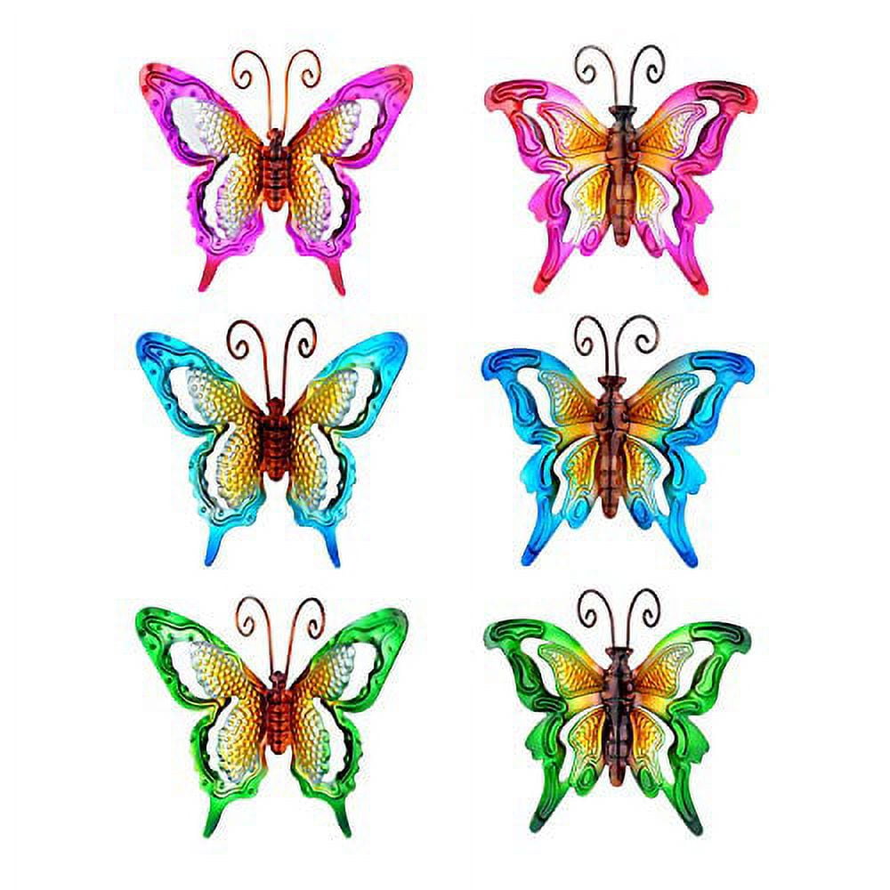 Colorful Metal Butterfly Wall Art Set for Indoor/Outdoor Decor