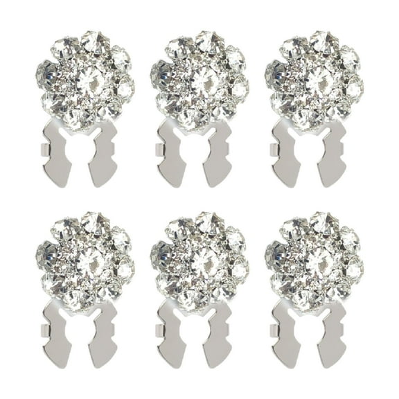 6 Pieces Button Covers Rhinestone Clip on Detachable Embellishments Alloy Material for Adults Dress Suit Accessories