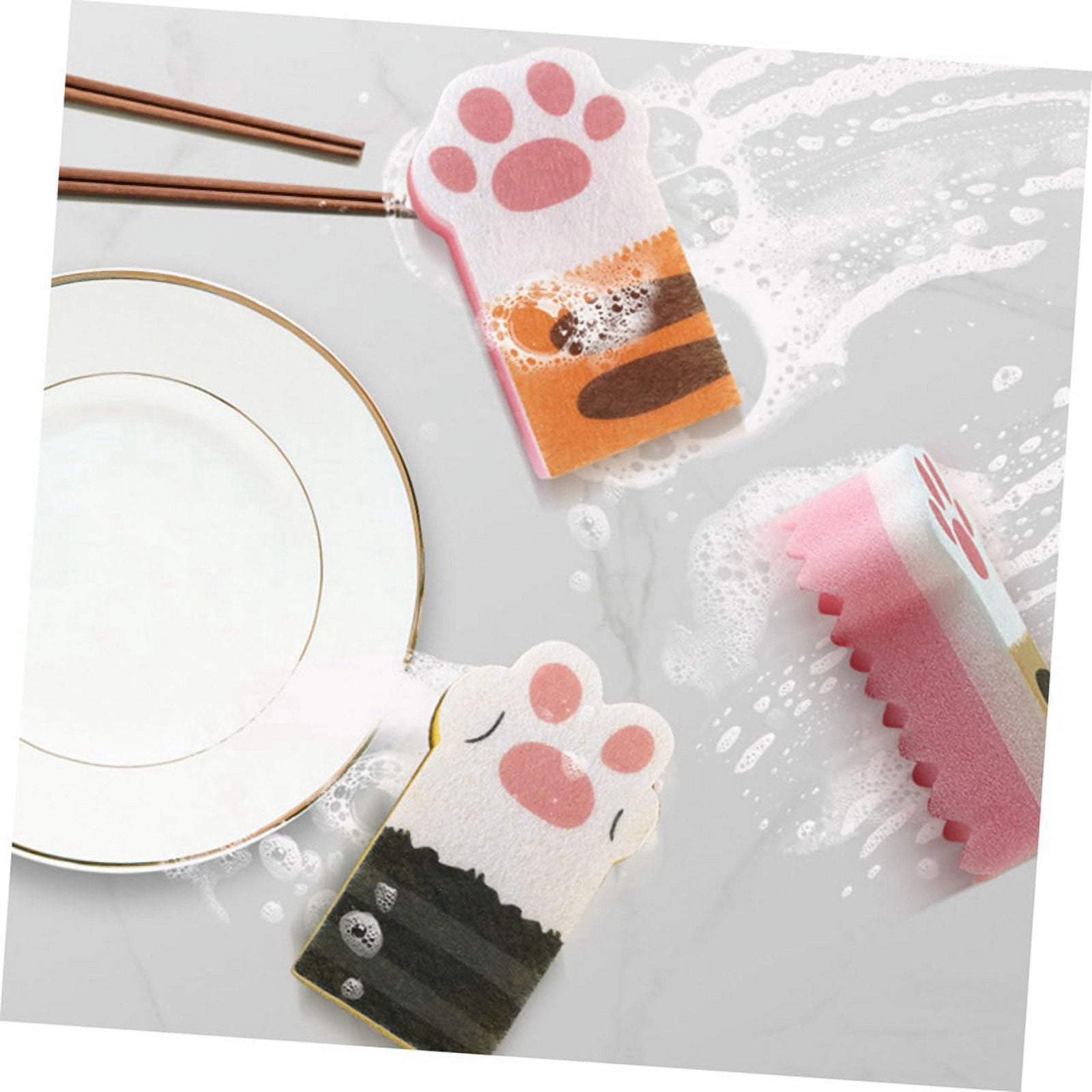 6 Pieces Cats Paws Sponge Dishwasher Scouring Sponges Cleaning Non ...