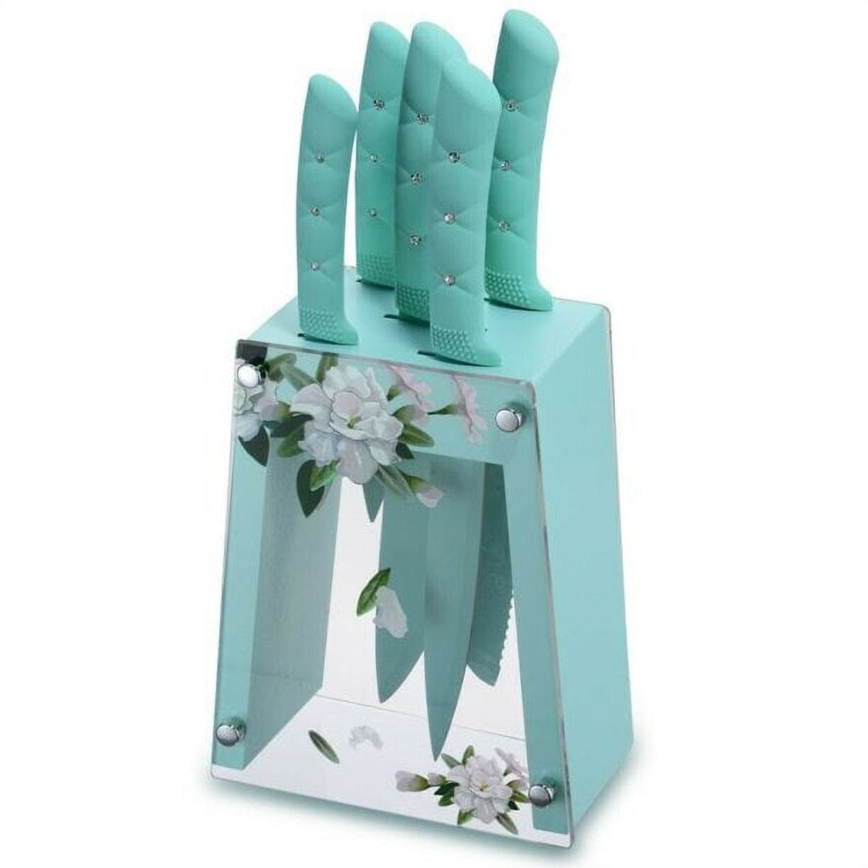 MOSTA 6 Pieces Ceramic Knife Set with Knife Block Holder ，Chef