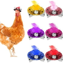 6 Pieces Chicken Hats for Hens Tiny Pets, Funny Halloween Accessories Feather Top Hat with Adjustable Elastic Chin Strap, Rooster Duck Parrot Poultry Stylish Show Costume