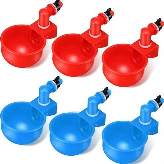 6 Pieces Chicken Water Cups Chicken Waterer Cups Water Feeder Cup 3/8 Inch Thread Automatic Filling Waterer Poultry Drinking Bowl for Duck Turkey Bunny