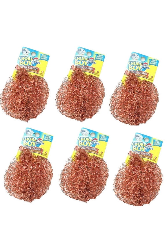 6 Pieces Chore Boy 100% Pure Copper Rust Free Scrubbers, for Pot and Pans