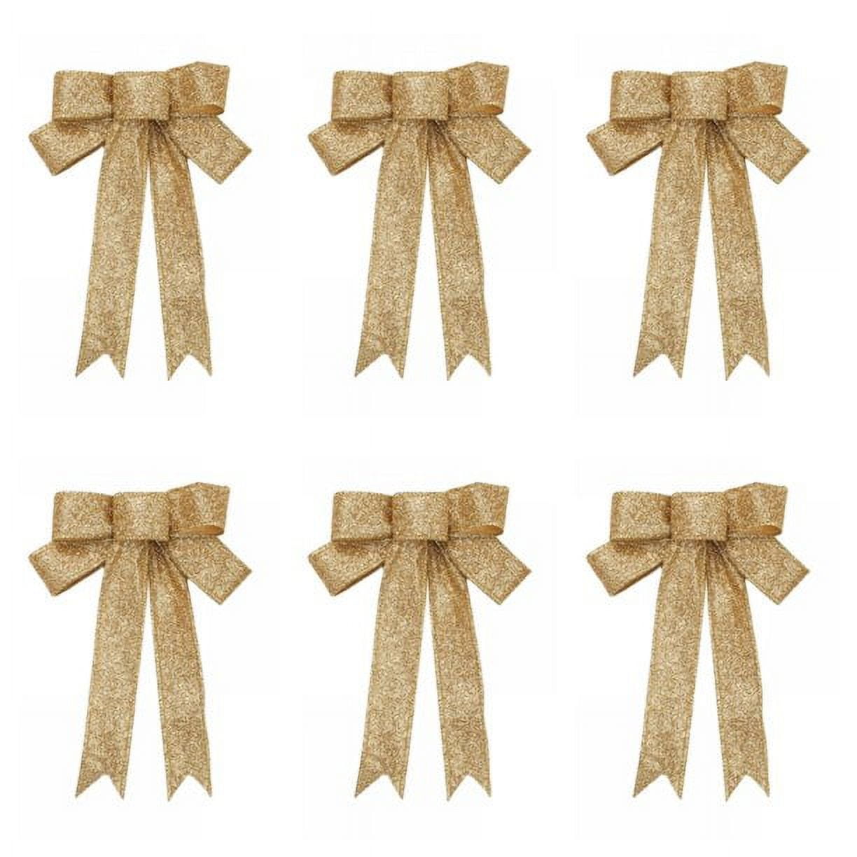 50pcs 2-1/2 Metallic Gold Bows for Crafts Pretaied Christmas Bows for  Decora