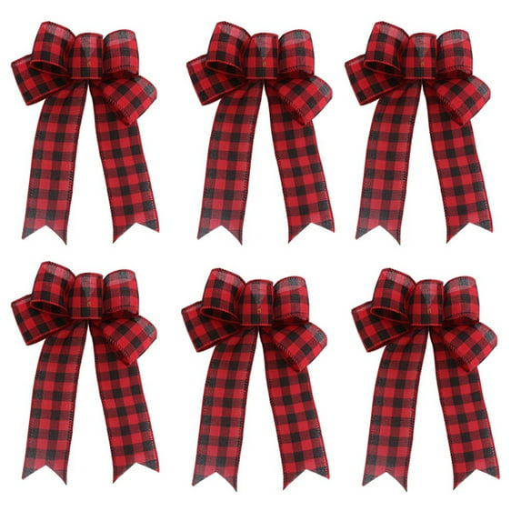 6 Pieces Christmas Bows Tree Topper Burlap Bows Christmas Wreath Bow Christmas Decorations Indoor Outdoor Bow