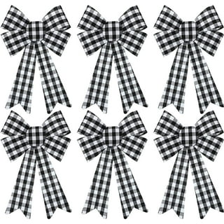 20pcs Black & White Checkered Craft Ribbon Bow & Mini Checkered