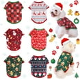 thumbnail image 1 of 6 Pieces Christmas Dog Clothes for Small Dogs, Soft and Breathable Pet Shirt, Winter Puppy Kitten Vest Printed Dogs Shirts, Christmas Snowman Santa Claus Reindeer Dog T-Shirts for Pet Cats, 1 of 6