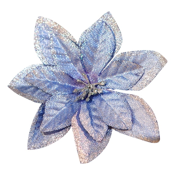 6 Pieces Christmas Glitter Poinsettia Faux Flowers Christmas Flowers Decorations Wedding Xmas Tree New Year Ornaments