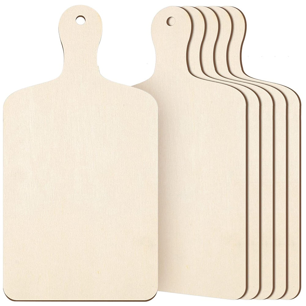 D-GROEE 6Pcs/Set Mini Wooden Cutting Board Craft with Handle