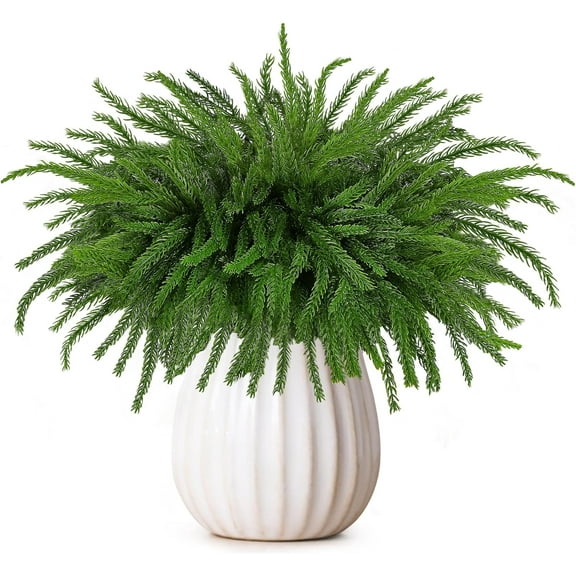 6 Pieces Christmas Norfolk Pine Branch 18 Inch Norfolk Pine Stems Artificial Norfolk Christmas Greenery Plants DIY Crafts Faux Pine Branches for Xmas Home Decor Garland Wreath Craft