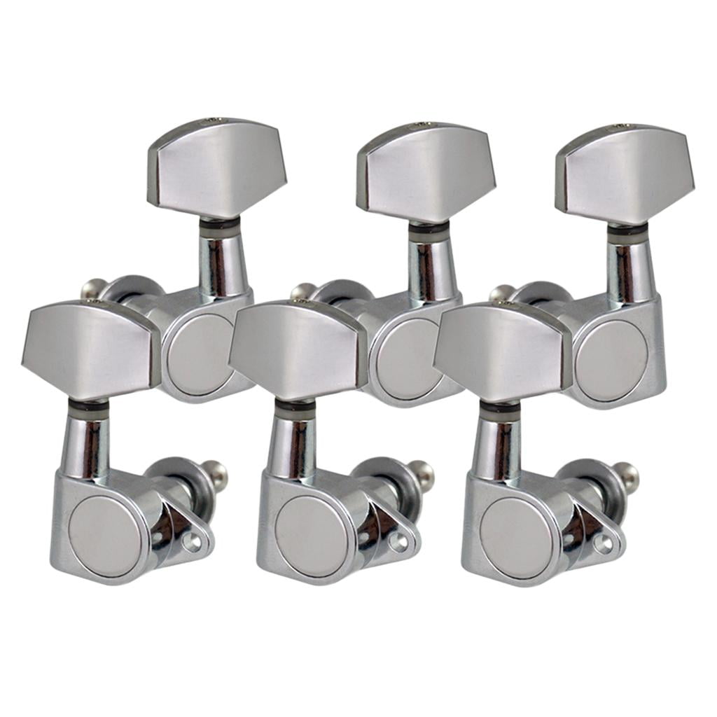 6 Pieces Chrome Tuning Peg Square 3L 3R Sealed Pegs s Machine Heads for Acoustic or Electric Guitars