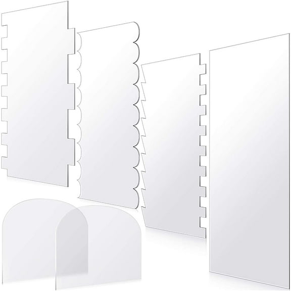 6 Pieces Clear Acrylic Cake Smoother Scraper Large Cake Comb for Icing Frosting Buttercream and Soft Plastic Cake Smoother Scraper