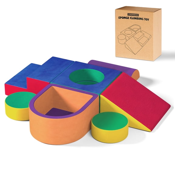 6-Piece Indoor Foam Climbing Blocks for Toddlers, Climbing Soft Play Set for Crawling, Baby Climbing Toys for Home