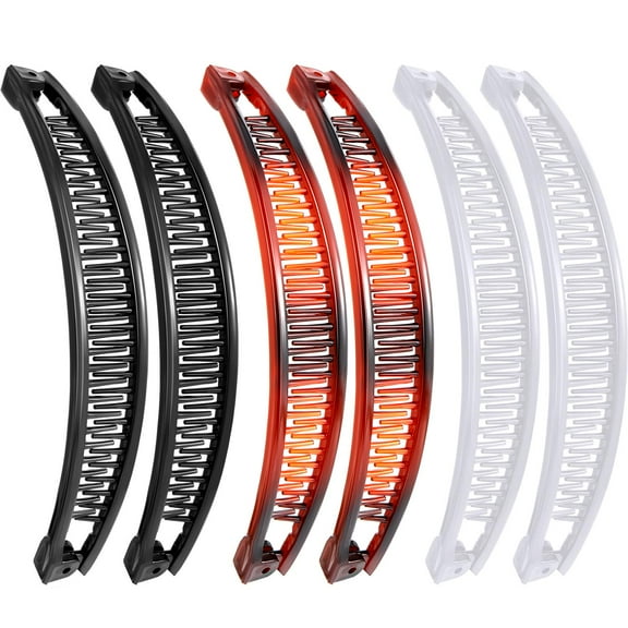 6 Pieces Clincher Combs Banana Combs Banana Clip Grip Comb Fishtail Fish Hair Lady Fish Shape Ponytail Banana Clip Girls Long Women Clamp Accessory