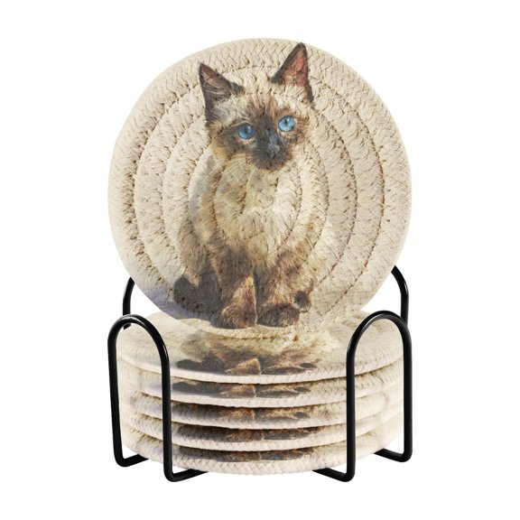 6 Pieces Coil Coasters Bar Coasters Anti-slip Coasters Heat-resistant Coasters Fashion A Cute Cat