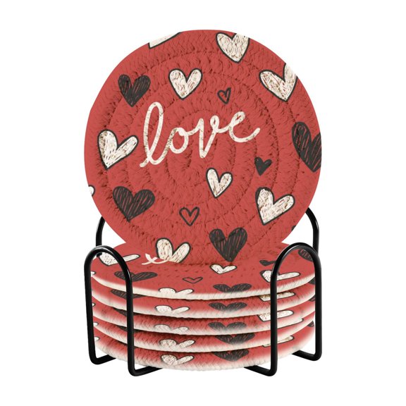 6 Pieces Coil Coasters Bar Coasters Anti-slip Coasters Heat-resistant Coasters Fashion Beautiful Valentine's Day Love
