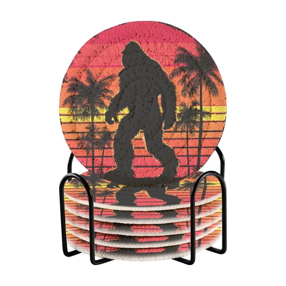 6 Pieces Coil Coasters Bar Coasters Anti-slip Coasters Heat-resistant Coasters Fashion Bigfoot Pattern