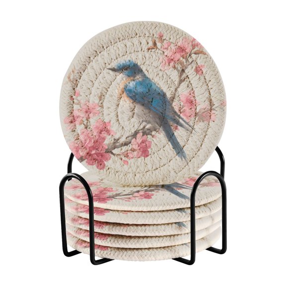 6 Pieces Coil Coasters Bar Coasters Anti-slip Coasters Heat-resistant Coasters Fashion Bird