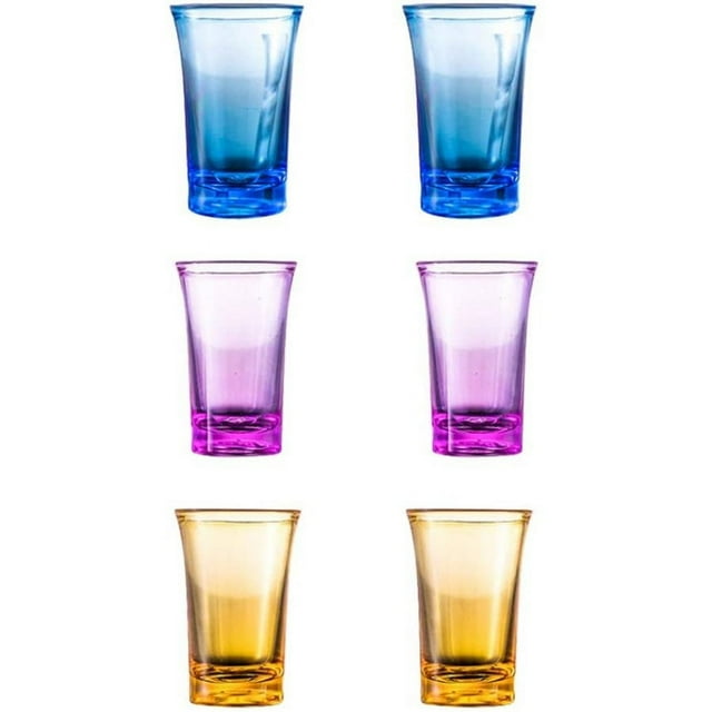 6 Pieces Colored Shot Glass Set, Heavy Mini Base Shot Glass Set