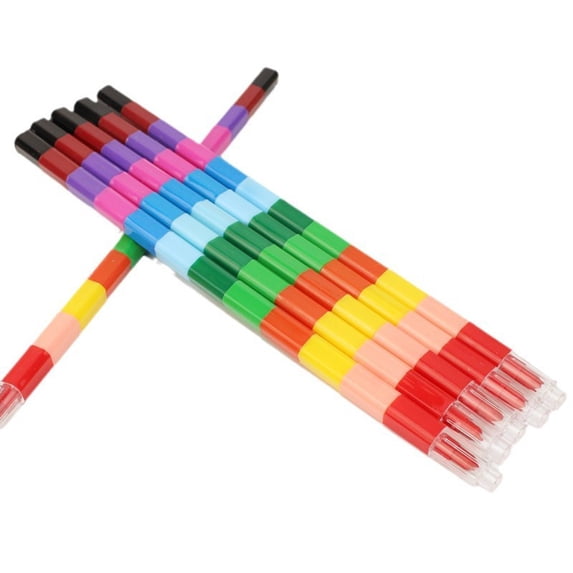 6 Pieces Colorful Stacking Crayons, Stackable Buildable Crayons for Office Supplies, 12 Colors Stackable Crayons Stacking Buildable Crayons,Colorful Stackable Pencils Party Favors Rainbow Pencil