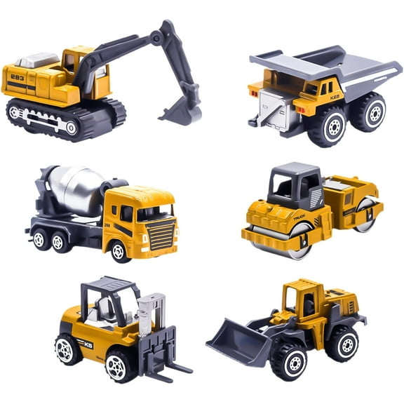 6 Pieces Construction Truck Toys, Diecast Construction Vehicles for Boys Age 4-7- Forklift Excavator Dump Tractor Toy Cars Kids Play Vehicles for Boys 3-5 6 7 8 Construction Birthday Party Supplies