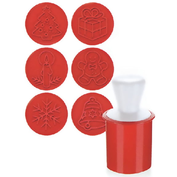 6 Pieces Cookie Stamps Set Round Cookie Embossing Mold with Handle Homemade Tool