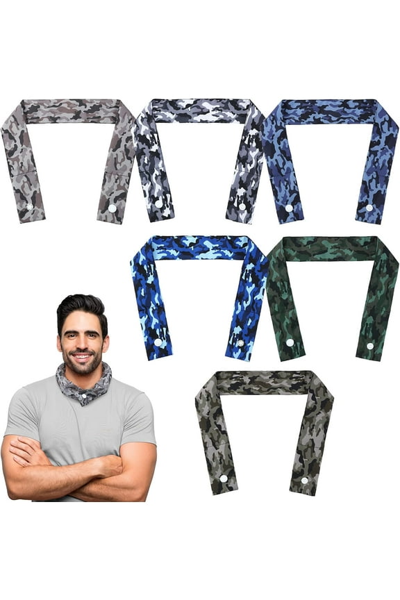 6 Pieces Cooling Bandana with Button Neck Cooler Ice Cool Scarf for Women Summer