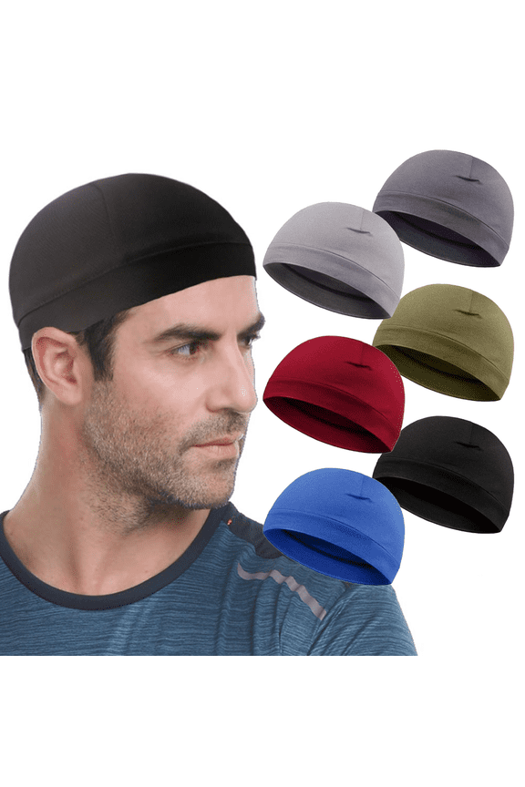 6 Pieces Cooling Skull Caps Helmet Hard Hat Liner Bald Cap Running Beanie Cycling Caps for Men Women