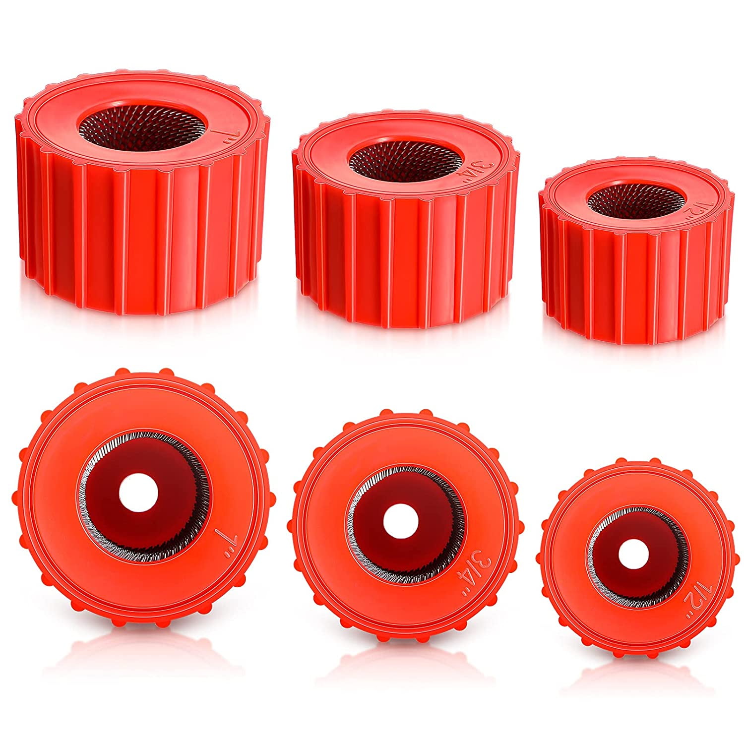 6 Pieces Copper Pipe Cleaners Include 12 Inch, 34 Inch, 1 Inch Handy Sized Plumber, Tube Cleaning Brush, Red Different Size Copper Pipe Cleaner (3 Size)