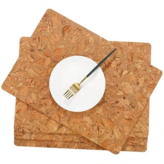 6 Pieces Cork Placemats 17 x 12 Inch Heat Resistant Non Slip Wood Place Mats Wood Grain Placemats Rustic Mats for Dining Table