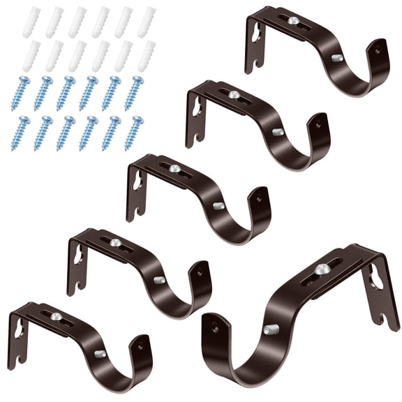 6 Pieces Curtain Rod Brackets General Adjustable Curtain Rod Holder Wall Bracket Hooks Outside Mounted Blinds Curtain Rod Bracket with Screws for 1 Inch Diameter Curtain Rod (Black)