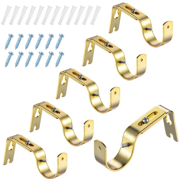 6 Pieces Curtain Rod Brackets General Adjustable Curtain Rod Holder Wall Bracket Hooks Outside Mounted Blinds Curtain Rod Bracket with Screws for 1 Inch Diameter Curtain Rod (Black)
