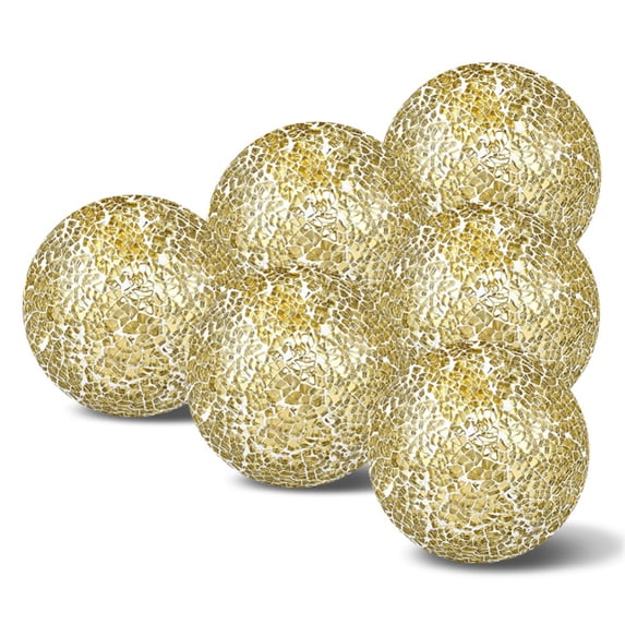 6 Pieces Decorative Balls for Centerpiece Bowls Decorative Orbs Set 2.36 Inch Glass Mosaic Sphere Balls Centerpiece Balls for Bowls Vases Dining Table Decor