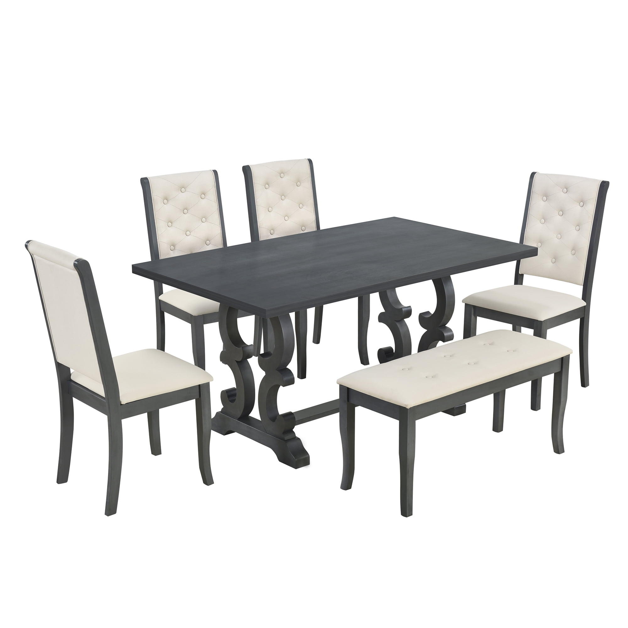 6 Pieces Dining Table Set Wooden Kitchen Table Set Include Dining Table 6 pieces dining table set wooden kitchen table set include dining table