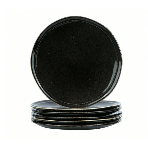 6 Pieces Dinner Plates Set, 10.5-Inch Scratch Resistant Stoneware Dinnerware Dish Set, Microwave And Dishwasher Safe, Reactive Glaze