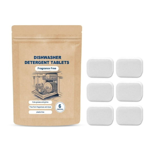 6-Pieces Dishwasher Detergent Tablets, Eco-Friendly Effervescent Cleaner For Dishwasher Oil & Stain Removal (Lemon Aroma)