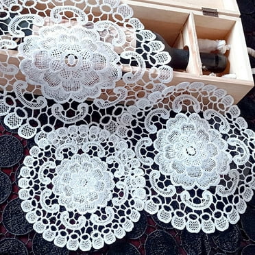 6 Pieces Doilies  Crochet Round Lace Doily Handmade Placemats Crocheted Coasters Cup Mats