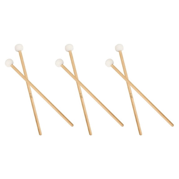 6 Pieces Double Drum Cymbal Gong Mallet Soft Hammer Sticks Mallets Rods Felt Hammer 385mm