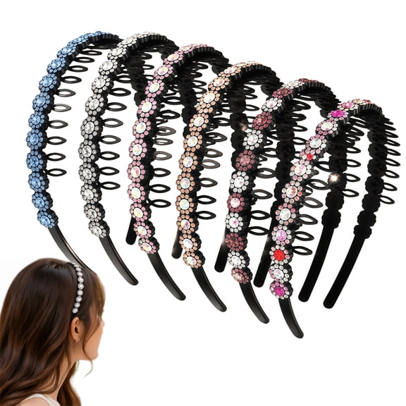 GIXUSIL 6 Pieces Elastic Rhinestone Beaded Headband for Women, Shiny Crystal Comb Hairband, Non-Slip Hair Band Hair AccessoriesMulticolor