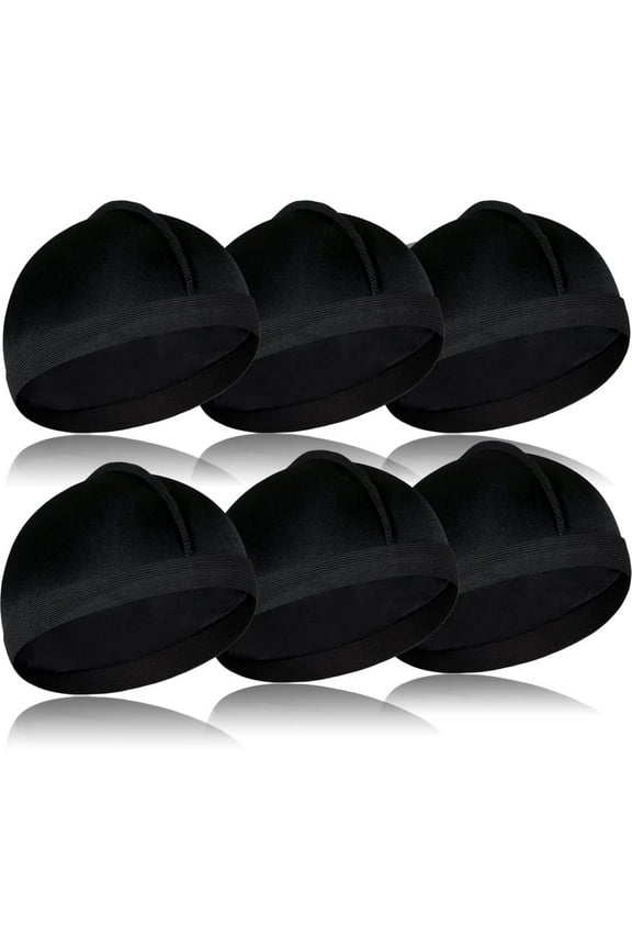 6 Pieces Elastic Silky Wave Caps, Satin Doo Rags Cap for 360 Waves, Soft Breathable Compression Cap for men