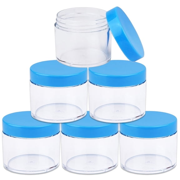 6 Pieces Empty Clear Plastic Jars with Lids Round Storage Containers Wide-Mouth for Beauty Product Cosmetic Cream Lotion Liquid Slime Butter Craft and Food,Green,F2057