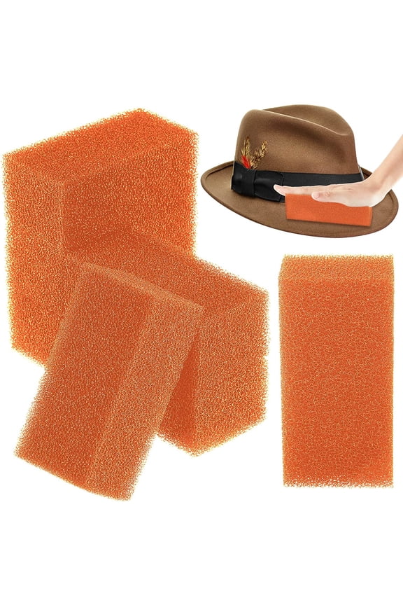 6 Pieces Felt Hat Cleaning Sponges Felt Hat Cleaner Western Hat Brush Cleaner Orange Sponges for Cleaning Household Sponges for Cowboy Cowgirl Hats Care
