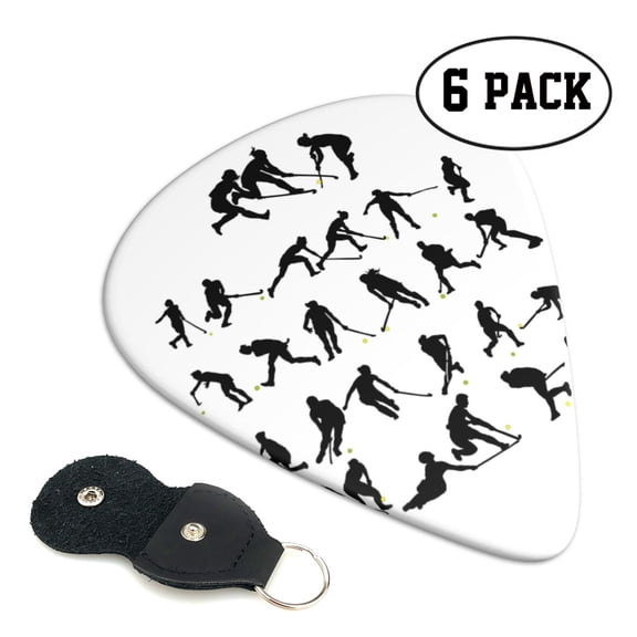 6 Pieces Field Hockey Guitar Picks for Guitar Bass Music Instruments with 1 Pick Leather Pick Holder