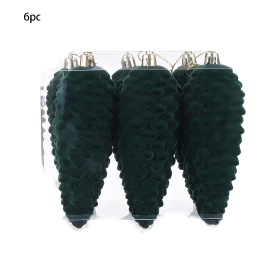 6 Pieces Flocked Pinecone Christmas Ornament, Velvet Pine Cones Fall Hanging Ornaments for Xmas Tree Crafts Winter Christmas Autumn Party Decorations