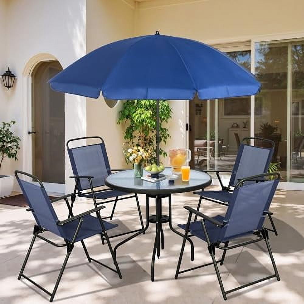 6 Pieces Folding Patio Dining Set, All Weather Small Metal Outdoor ...