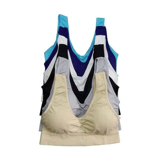 6 Pieces Free Size Women Seamless Top Sports Bra (S-2XL) (Free Size (S-L), 25047-15low2)