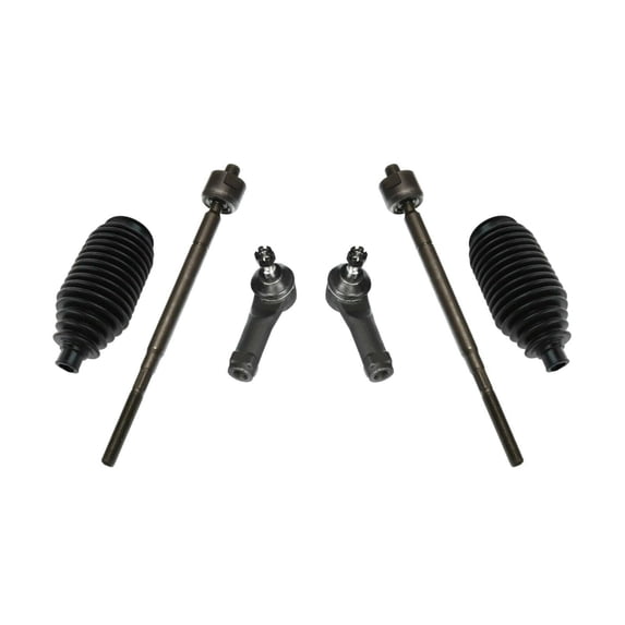 6 Pieces Front LH RH Outer Inner Tie Rod Ends + Rack & Pinion Bellow Boots Fits select: 1999-2001 HONDA ODYSSEY