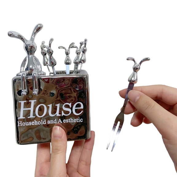 6 Pieces Fruit Fork Set Versatile Fruit Fork Storage Holder Cake Fork Set Perfect for Snacks and Desserts